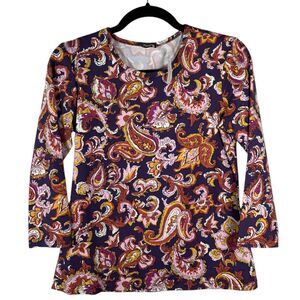 J. McLaughlin Purple Floral Paisley Long Sleeve Rash Guard UPF Small NEW